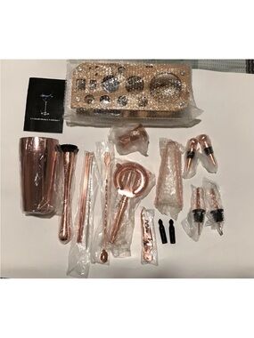 New Mixology Stainless-Steel Rosegold Cocktail Shaker 19 Piece Set